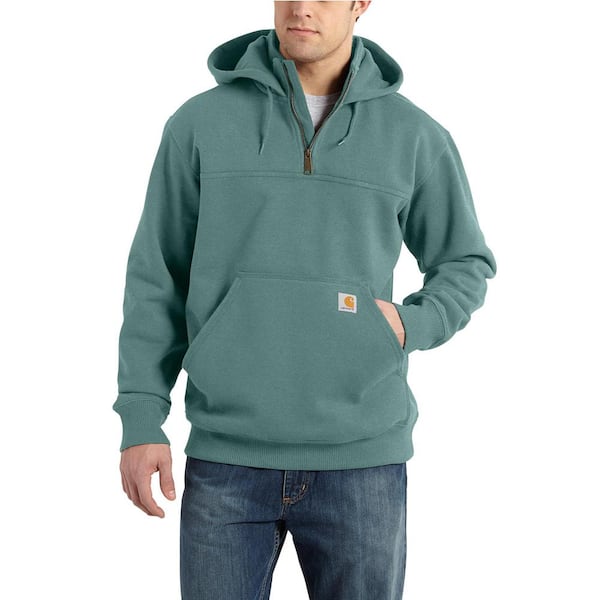 Carhartt Men's Small Slate Green Heather Cotton/Polyster Rain Defender Loose Fit Heavy-Weight Quarter-ZIP Sweatshirt