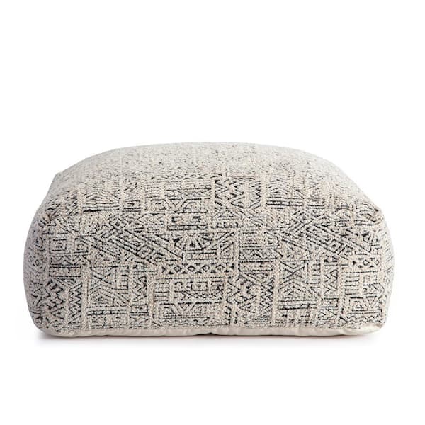 Escondido 34 in. x 34 in. x 16 in. Gray and Ivory Ottoman