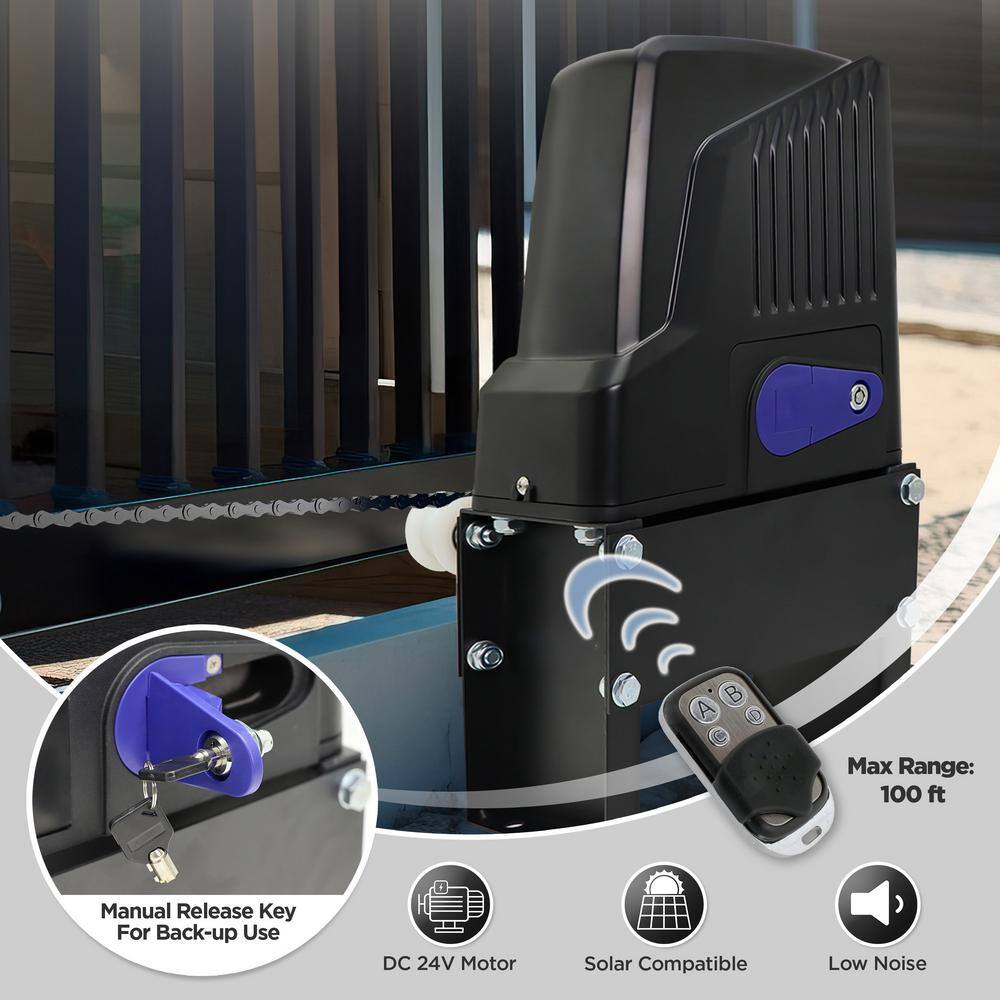 Black and Purple Sliding Gate Opener Kit with Remote Control