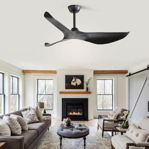 52 in. Indoor/Outdoor Black Ceiling Fan with Remote Control and Reversible Motor