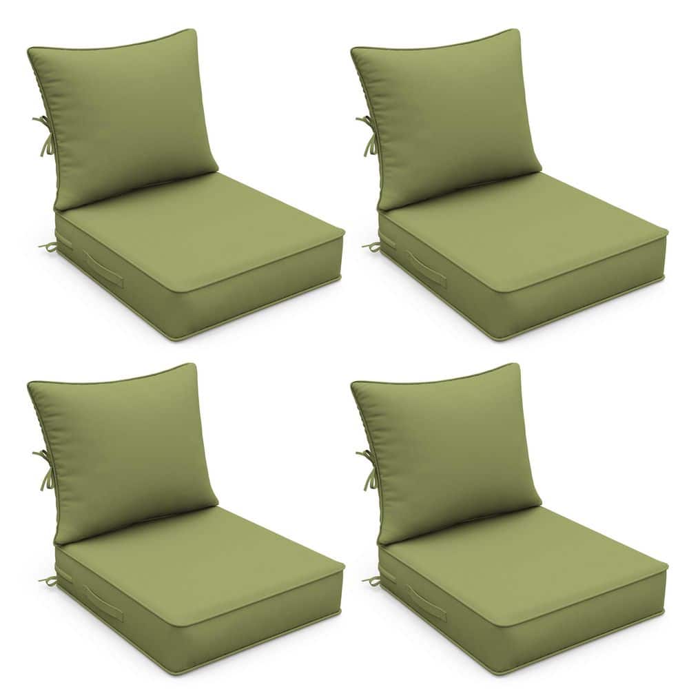 19 in. x 19 in. x 4 in. (4-Pack) Water-Resistant Outdoor Patio Furniture Replacement Deep Seat Cushions, Light Green price history on PriceWatchPro