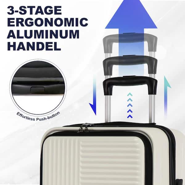 Adrinfly 3-Piece White Hardshell Luggage Set with Front Opening