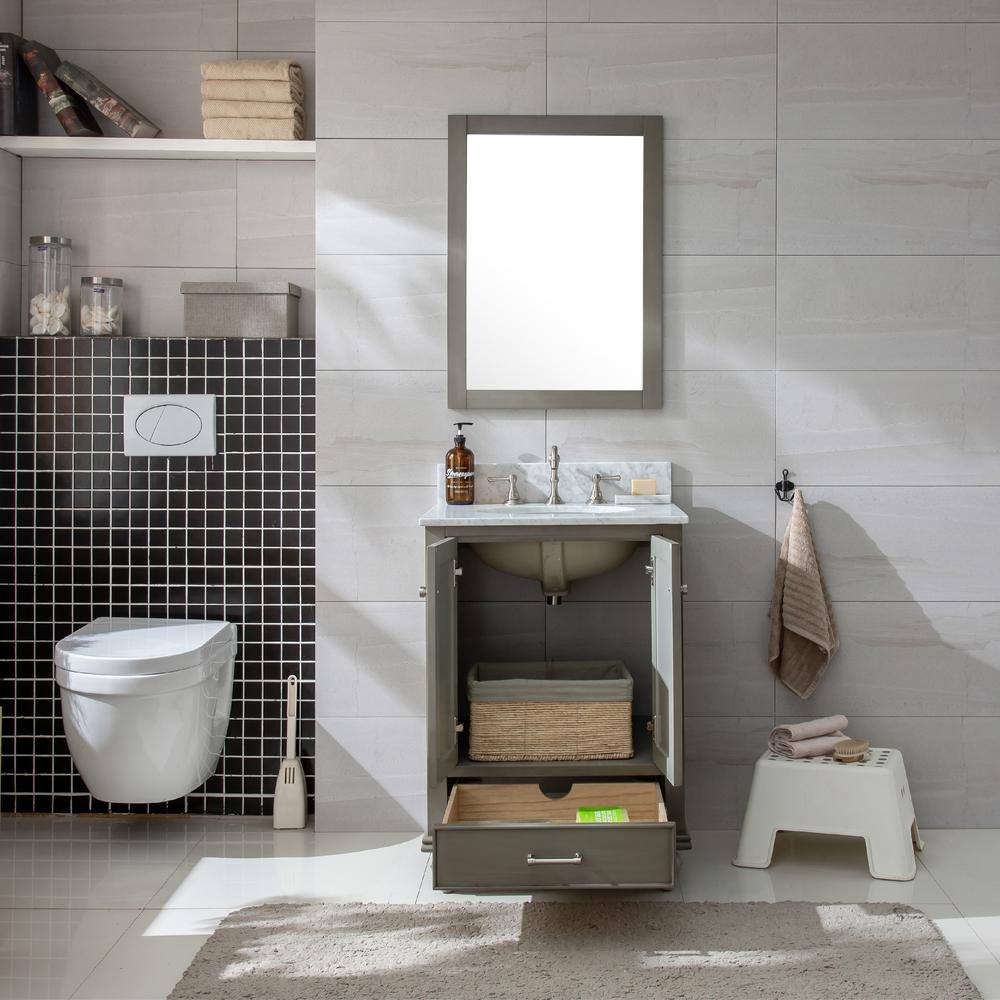 Melissa 24" Silver Gray Vanity with Carrara Marble Top