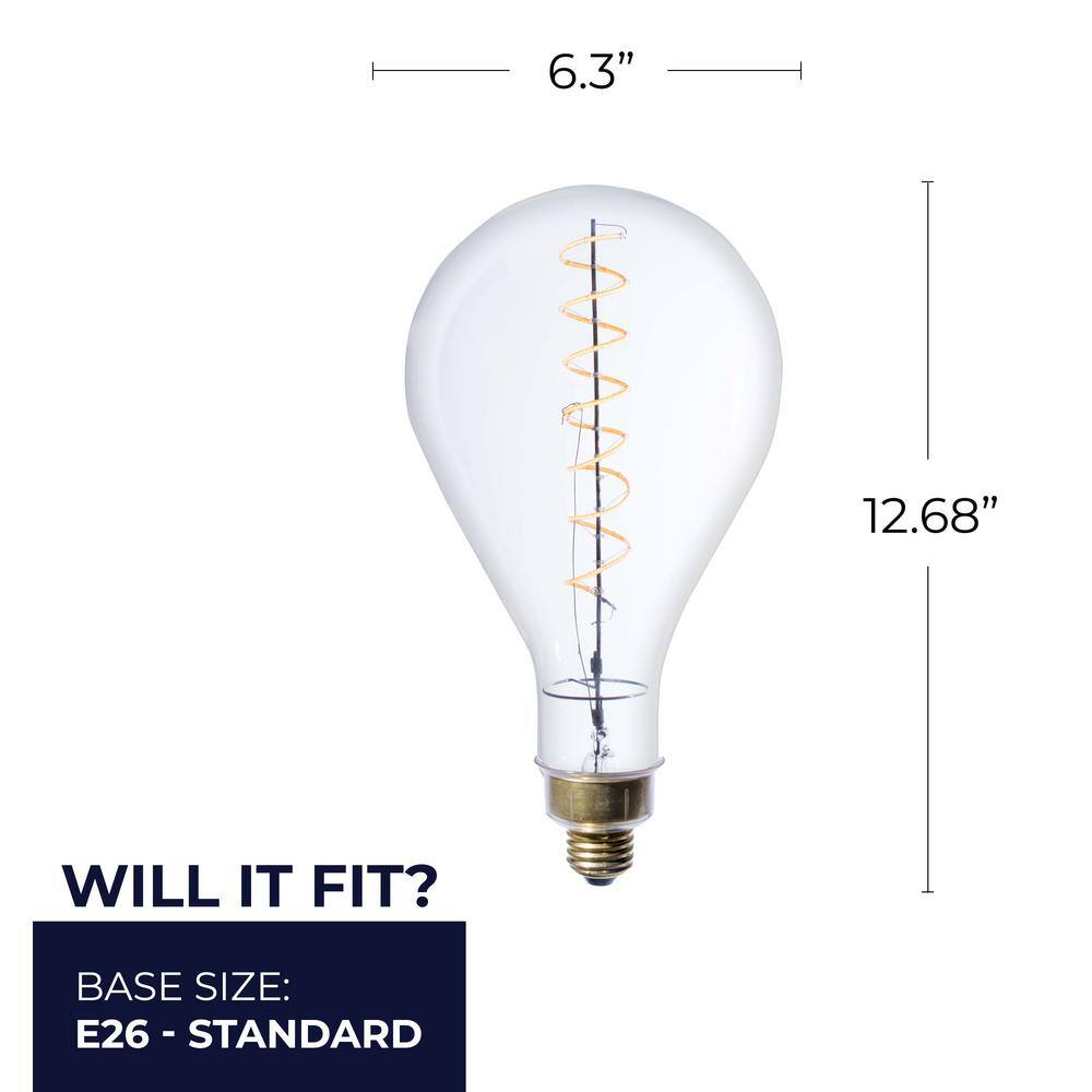 Oversized Clear Spiral Filament LED Edison Bulb, 12.68 inches