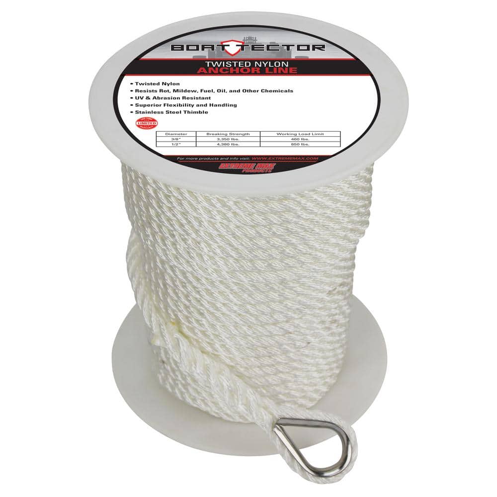 Nylon Twist Rope x 100 ft White Up To 278 lbs. Crown Bolt 3/8 in 