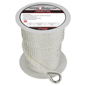 BoatTector 3/8 in. x 150 ft. Twisted Nylon Anchor Line with Thimble in White