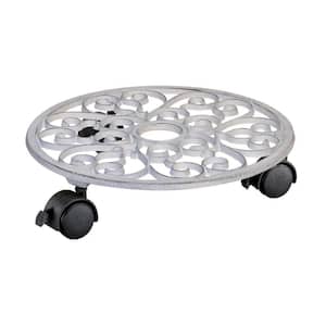 11.4 in. White Round Cast Iron Plant Caddy