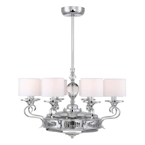 Savoy House Levantara 34 in. W x 22.25 in. H 8-Light Integrated LED Indoor Polished Chrome Fan D'Lier with Remote