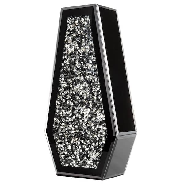 14 in. Black Mirrored Urn Table Vase