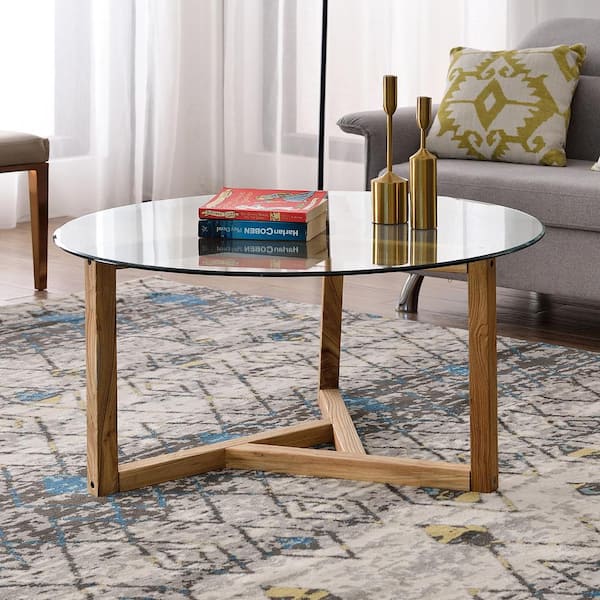 Tempered Glass Top Tr Wf190112aal, Round Glass Coffee Table Wood Legs