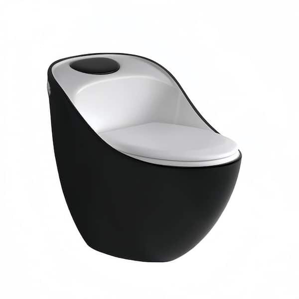 12 in. Rough In 1.84 Gal. Dual Flush GPF Elongated Close Coupled Toilets Seat Included in Black
