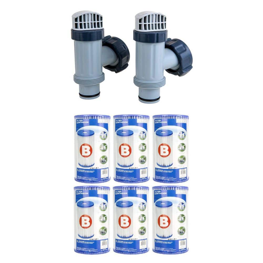 Intex Plunger Valves with Gaskets & Nuts Kit & Type B Filter Cartridge