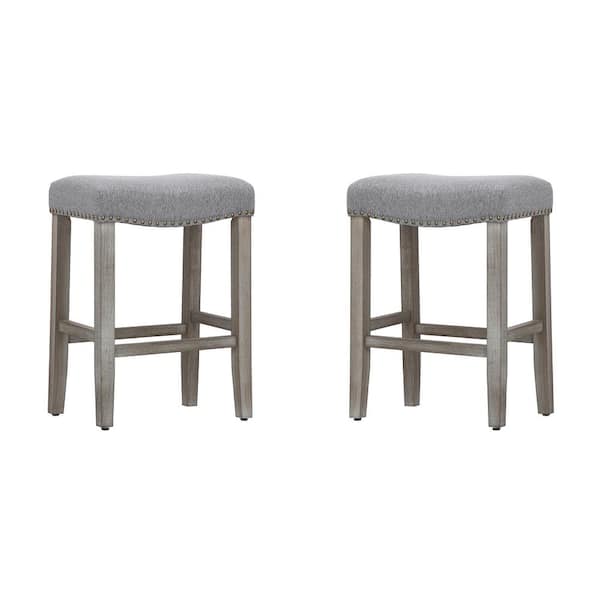 WESTIN OUTDOOR Jameson 24 in. Counter Height Antique Gray Wood Backless ...