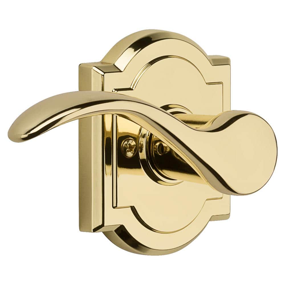 Baldwin Prestige Tobin Polished Brass Left-Handed Dummy Door Lever 351TBL  LH ARB CP The Home Depot