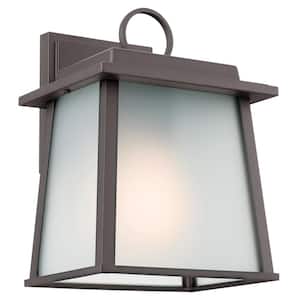 Noward 10.25 in. 1-Light Olde Bronze Outdoor Hardwired Wall Lantern Sconce with No Bulbs Included (1-Pack)