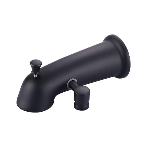 Bath Tub Spout with Universal Connection and Pull-Up Diverter in Matte Black