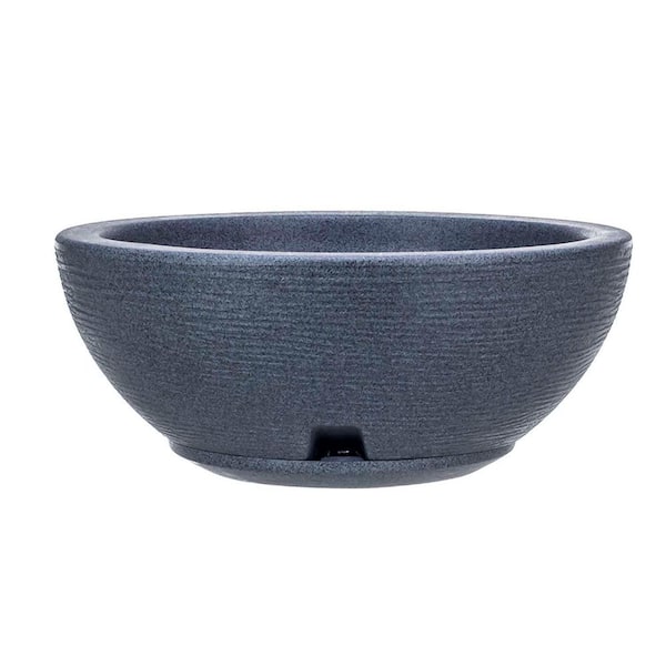 FLORIDIS Amsterdan Small Dark Grey Plastic Resin Indoor and Outdoor Planter Bowl