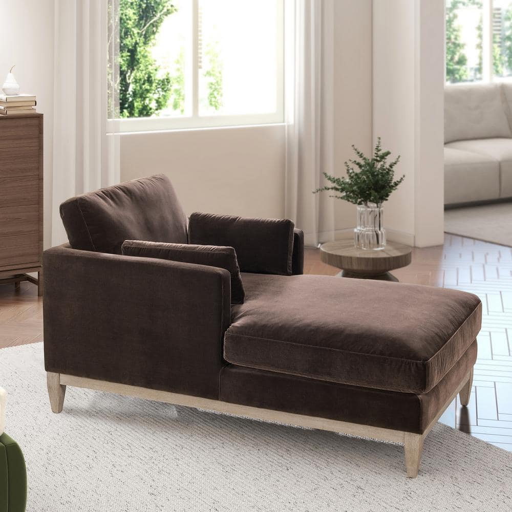 Knox 65 in. Modern Farmhouse Performance Velvet Indoor Living Room Chaise Lounge Sofa Couch Chair in Deep Brown price history on PriceWatchPro