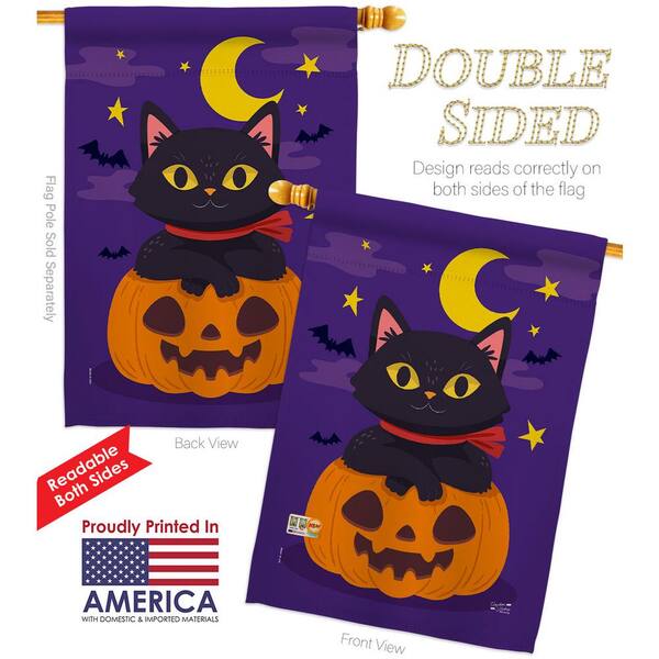 28 in. x 40 in. Halloween Kitty Fall House Flag Double-Sided Decorative  Vertical Flags