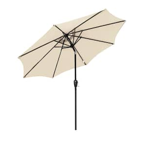 9 ft. Aluminum Market Crank and Tilt Patio Umbrella in Beige