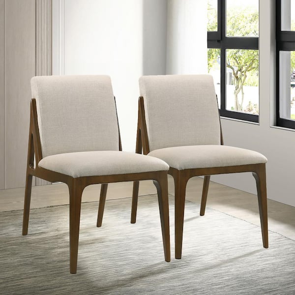 Ashcroft Furniture Co Tulsa Cream White Fabric Modern Dining Side Chair Set of 2