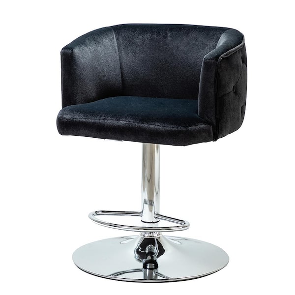JAYDEN CREATION Magali Black 35.5 in Bar Stool with Metal Swivel Base