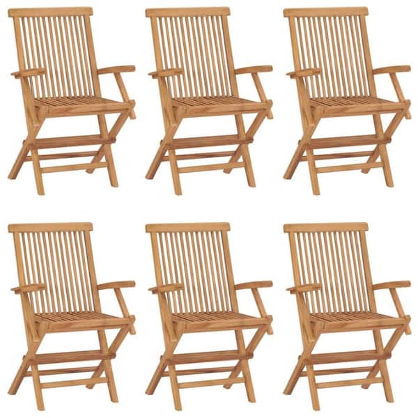 Hina Brown Folding Teak Wood Outdoor Armchair (Set of 6)