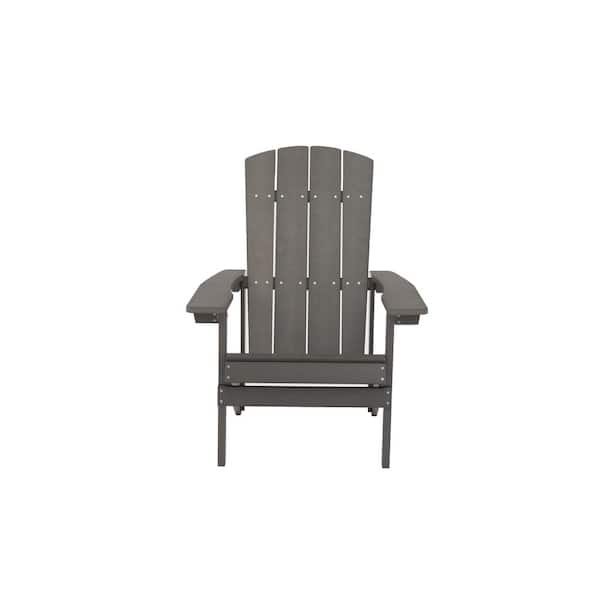 Unbranded Outdoor HIPS Plastic Adirondack Chair, Lounge Patio Chair, Cozy Chiar for Garden, Lawn, Backyard, Deck, Pool Side-Gray