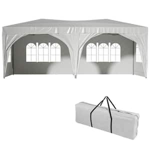 10 ft. x 20 ft. White Outdoor Portable Folding Party Tent, Pop Up Canopy Tent with 6 Removable Sidewalls and Carry Bag