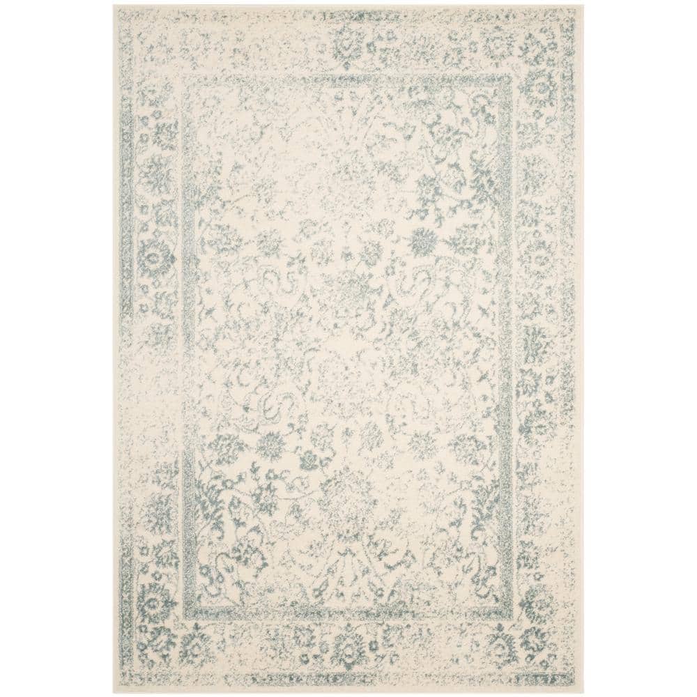 Adirondack Ivory/Slate 6 ft. x 9 ft. Border Distressed Area Rug