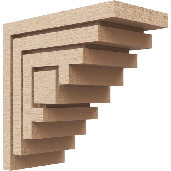 Ekena Millwork 5 in. x 10 in. x 10 in. Series 1 Classic Landon Rough Cedar Woodgrain Timberthane Polyurethane Corbel, Primed Tan