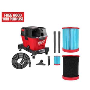 M18 FUEL 6 Gal. Cordless Wet/Dry Shop Vacuum with Hose, Accessories, Extra High Efficiency Filter and Wet Foam Filter