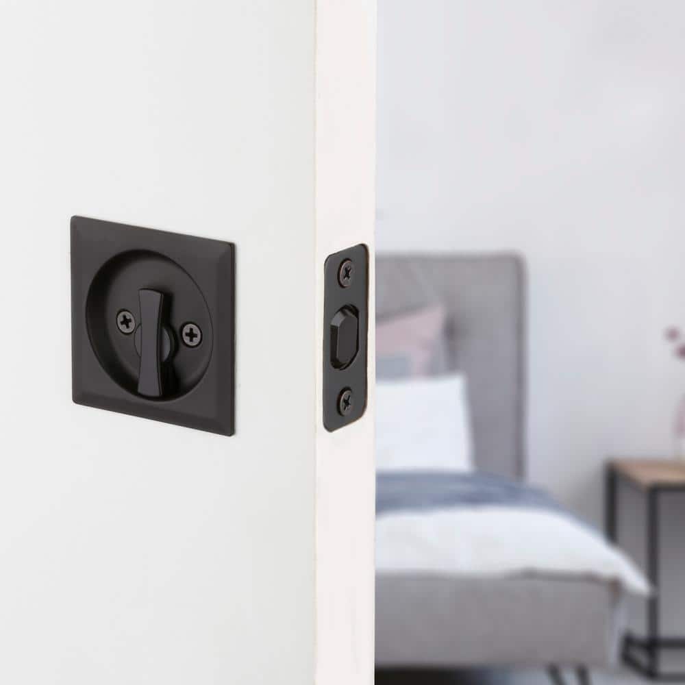Iron Black Square Privacy Pocket Door Lock