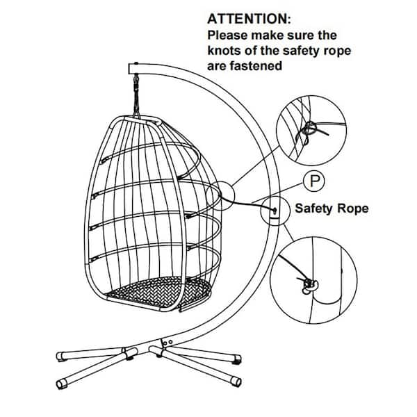 myhomore Outdoor Wicker Folding Hanging Chair, Rattan Patio Swing Hammock  Egg Chair with Cushion and Pillow EGGCH-WH - The Home Depot