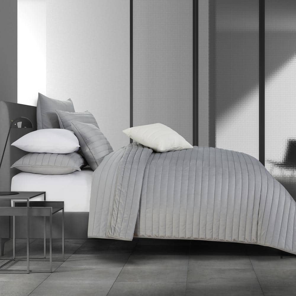 Valletta 3-Pieces Silver Full/Queen Polyester Quilt Set