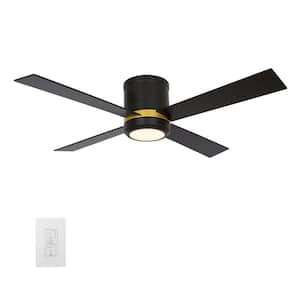Arlo II 52 in. Integrated LED Indoor Black Smart Ceiling Fan with Light Kit, Wall Control, Works with Alexa/Google Home