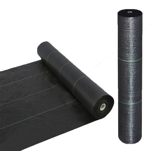 Phewnyzo 4x300ft Heavy Duty Weed Barrier Fabric Durable Woven Geotextile High Permeability Ground Cover Mat with 20 Pegs