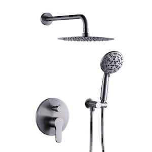 9-Spray Patterns with 1.8 GPM 12 in. Wall Mounted Bathroom Rain Fixed Shower Heads in Brushed Nickel