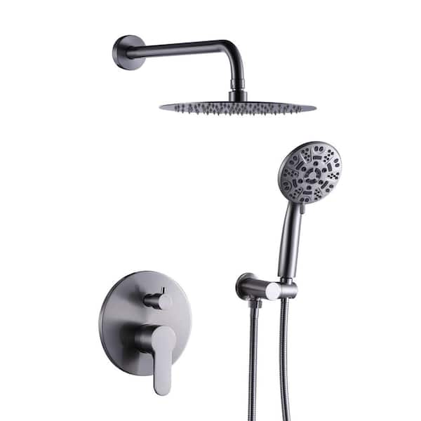 ARCORA 9-Spray Patterns with 1.8 GPM 12 in. Wall Mounted Bathroom Rain Fixed Shower Heads in Brushed Nickel