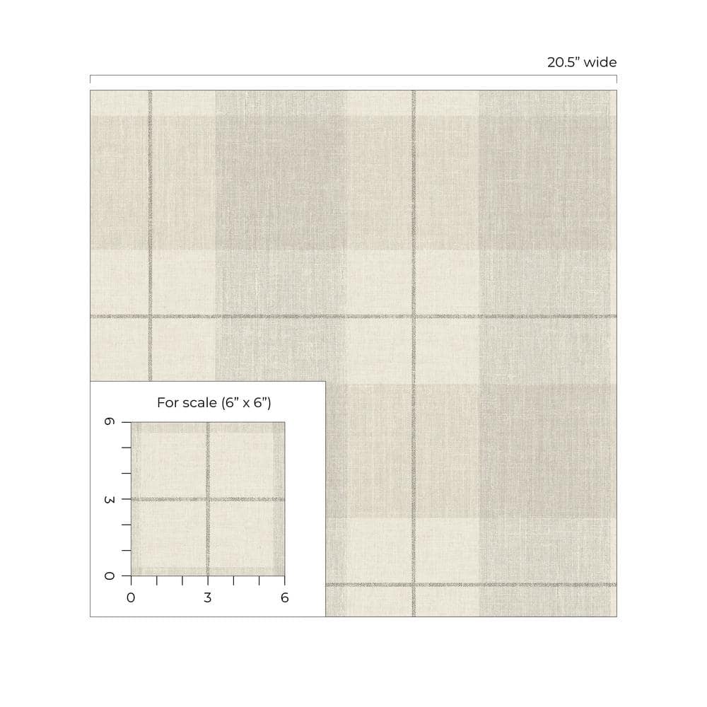 Neutral Plaid Peel and Stick Vinyl Wallpaper Roll