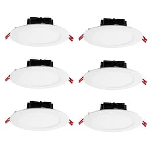 6 in. White Flush Round Wet Rated LED Integrated Recessed Lighting Kit (6-Pack)