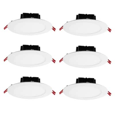 Commercial Electric Box on Top Integrated LED 6 in Round Canless Recessed Light for Kitchen Bathroom Livingroom, White Soft White 6-Pack 91515