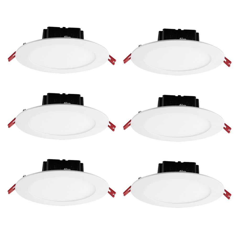 Commercial Electric Box on Top Integrated LED 6 in Round Canless Recessed Light for Kitchen Bathroom Livingroom, White Soft White 6-Pack 91515 - The Home Depot