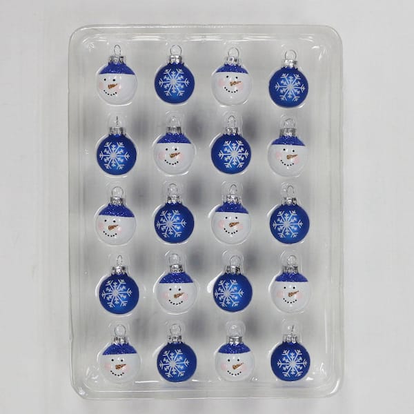 1 in. Snowman Glass Christmas Ornament (20-Pack)