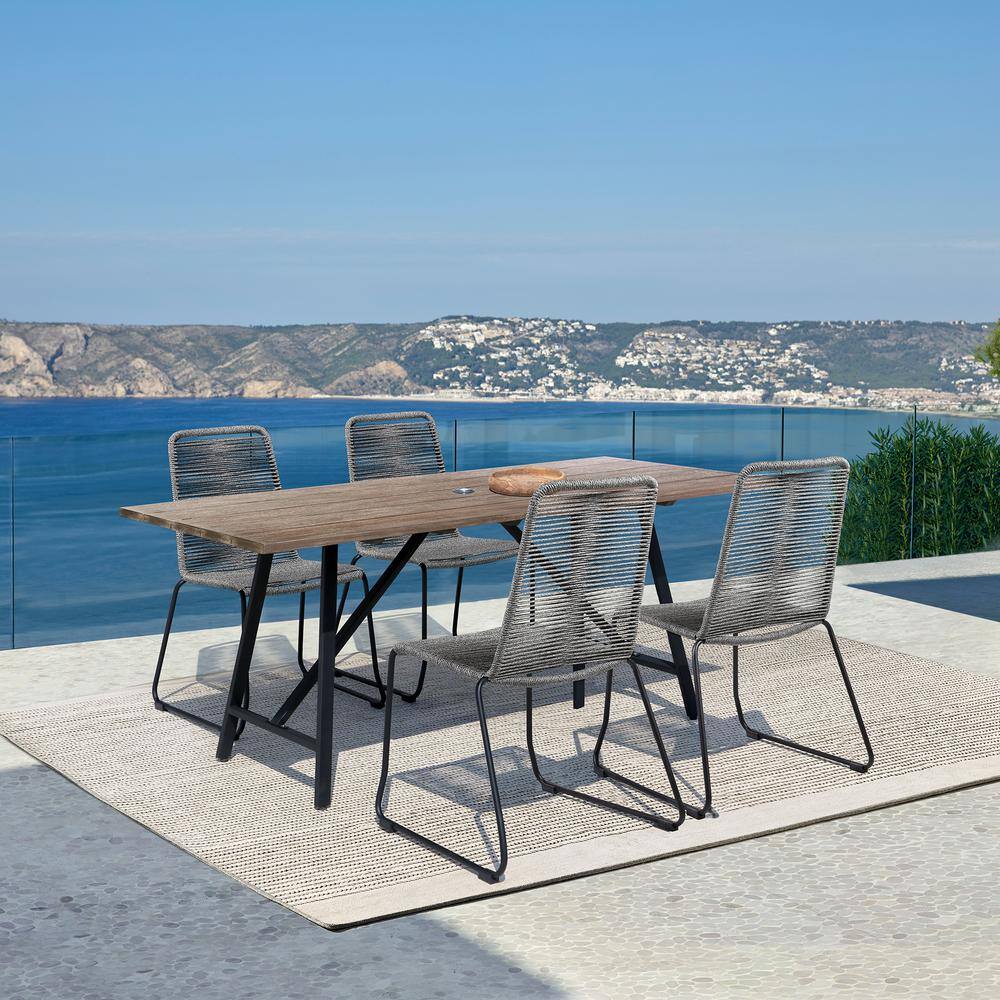 Koala and Shasta Grey 5-Piece Wood Rectangle Outdoor Dining Set