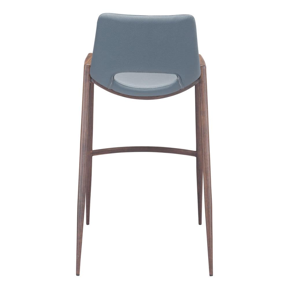 Gray Metal and Wood Contemporary Bar Stool Set