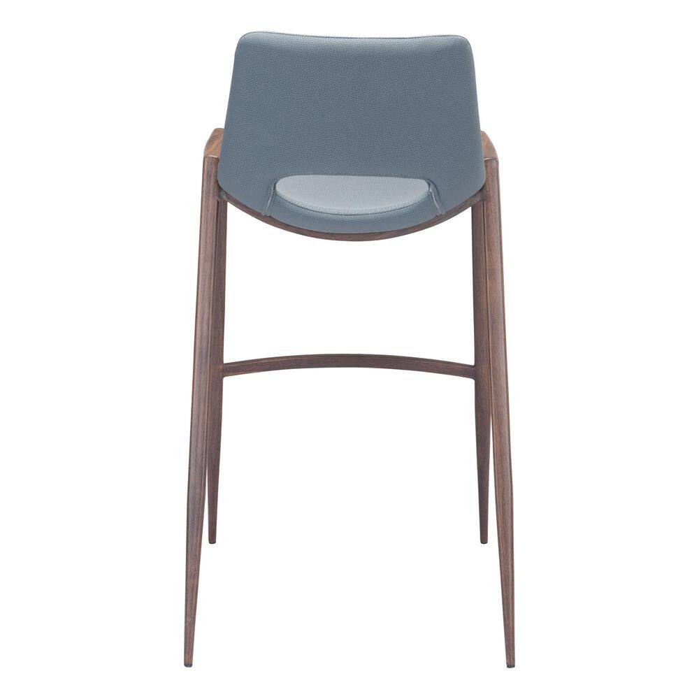 Gray Metal and Wood Contemporary Bar Stool Set