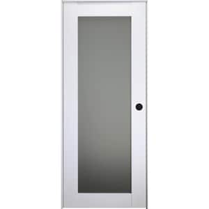 Smart Pro 30 in.x 80 in. Left-Handed Full Lite Frosted Glass Polar White Wood Composite Single Prehung Interior Door