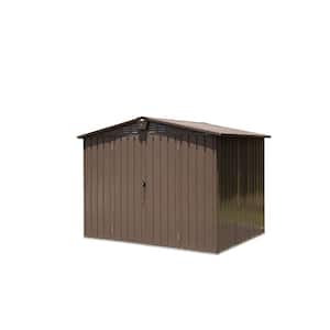 8 ft. D x 6 ft. W Outdoor Metal Storage Shed with Double Locking Door Coverage Area 48 sq. ft. Brown
