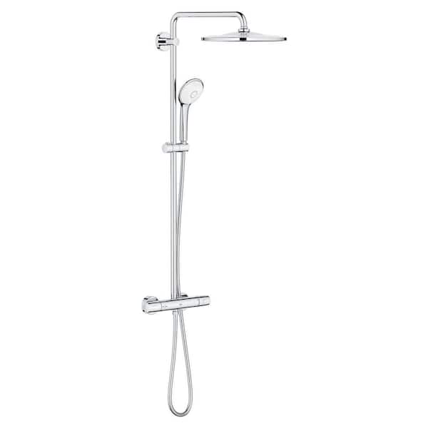 GROHE Euphoria 310 CoolTouch 3-Spray Thermostatic Shower System with  Handheld Shower in StarLight Chrome 26726000 - The Home Depot